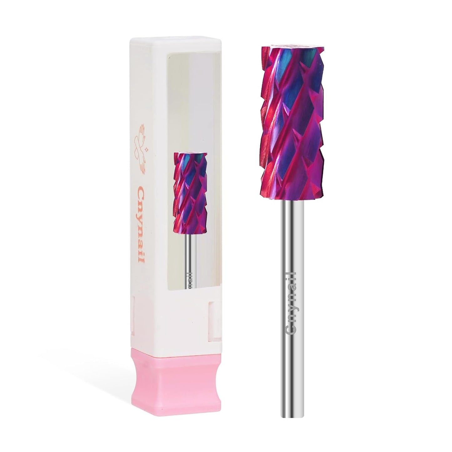 3/32" Small 5.35MM Barrel Bit Tungsten Carbide Nail Drill Bit Safety Bit for Gel & Acrylic Removal, Right Way Rotating Efile Tip, Salon Electric File Accessory (5XC Girt, Purple)
