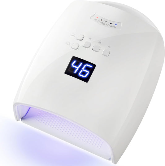 Cordless UV LED Nail Lamp, Rechargeable 66W UV Light Nail Curing Lamp for Gel Nails Acrylic Polish with Auto Sensor & 5 Timer for Home & Salon