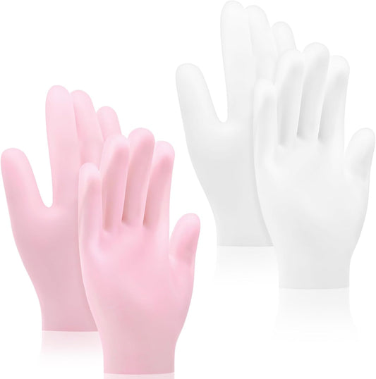 Sibba 2 Pairs Silicone Moisturizing Gloves Spa Gel Hydrating Gloves Women's Hand Care Gloves, Anti Slip Aloe Lotion Gloves for Repairing Dry Hand, Calluses, Cracked Heels and Softening Rough Skin