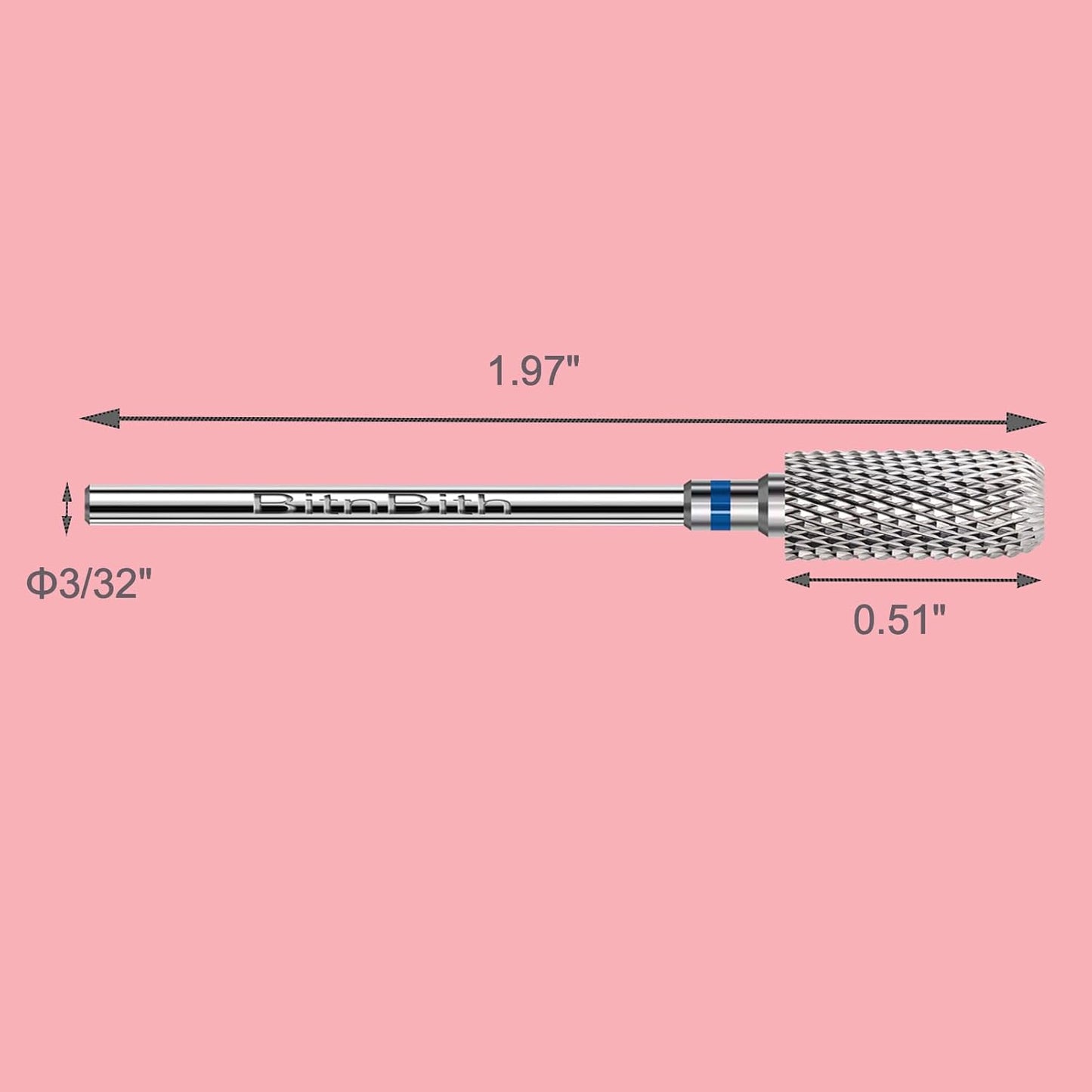 Nail Drill Bit 3/32”, Fast Remove for Acrylic or Hard Gel,Barrel Nail File Carbide Bit for Nail Cuticle Gel Dipping Powder Polishing, Professional Manicure Pedicure Nail Art Tool,Medium