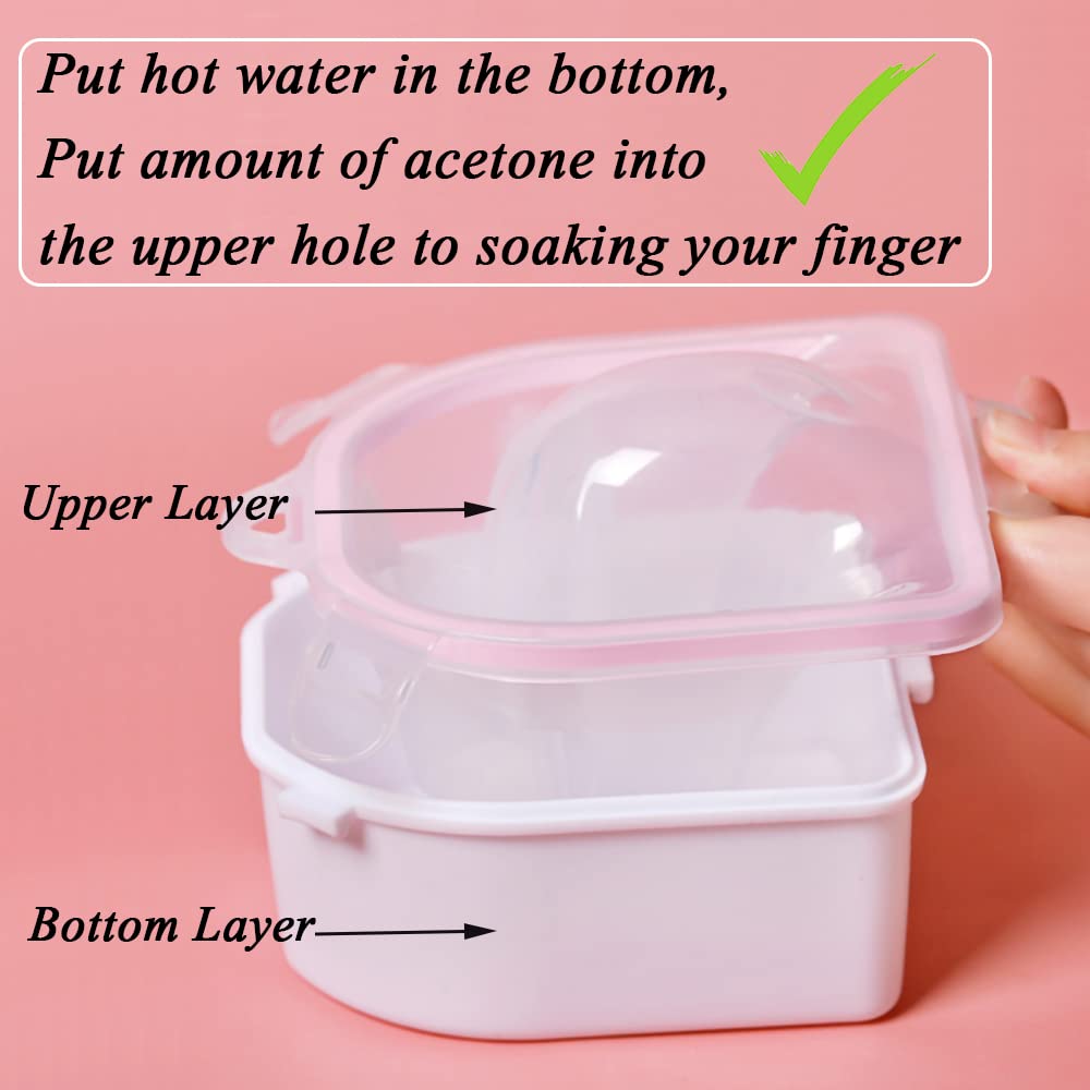 Nail Soaking Bowl, Gel Nail Polish Remover Kit, Manicure Bowl for Hand, Dip Powder Remover Tools, Nail Soak Off Bowl for Acrylic Nails, Nail Brush, Cuticle Pusher, Cuticle Peeler, 100/180 Nail File,