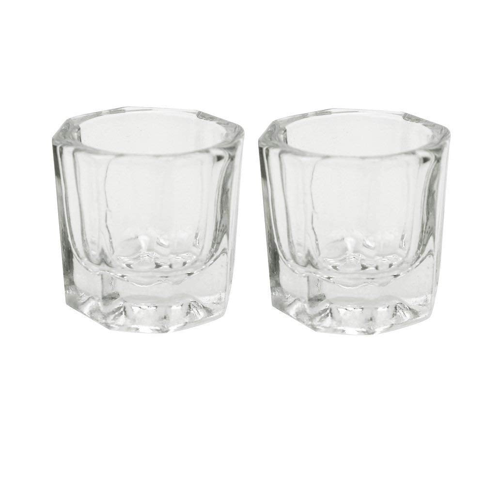 2 Nail Art Acrylic Liquid Powder Dappen Dish Glass Crystal Cup Glassware Tools