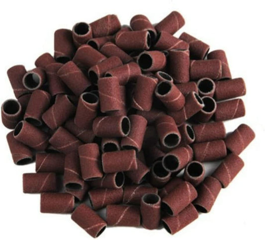 AKOAK 100 Pcs/Lot #180 Grit File Sand Piece Set Nail Art Professional Sanding Bands Brown Pieces Gel File Gel Polish Remover Manicure Pedicure Nail Machine Nail Tools
