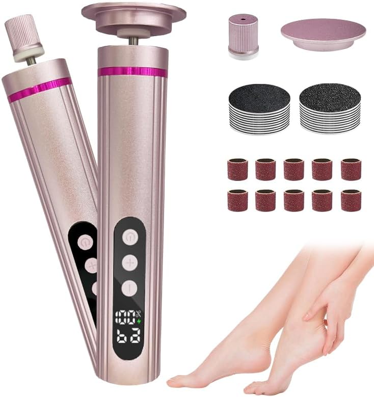 Ideal Swan 2 in 1 Electric Feet Callus Remover, 9 Adjustable Speed Foot File with Sandpaper Discs & Grinding Heads, Electric Foot Callus Remover Cutin Dead Skin calluses for Men Women(Pink)