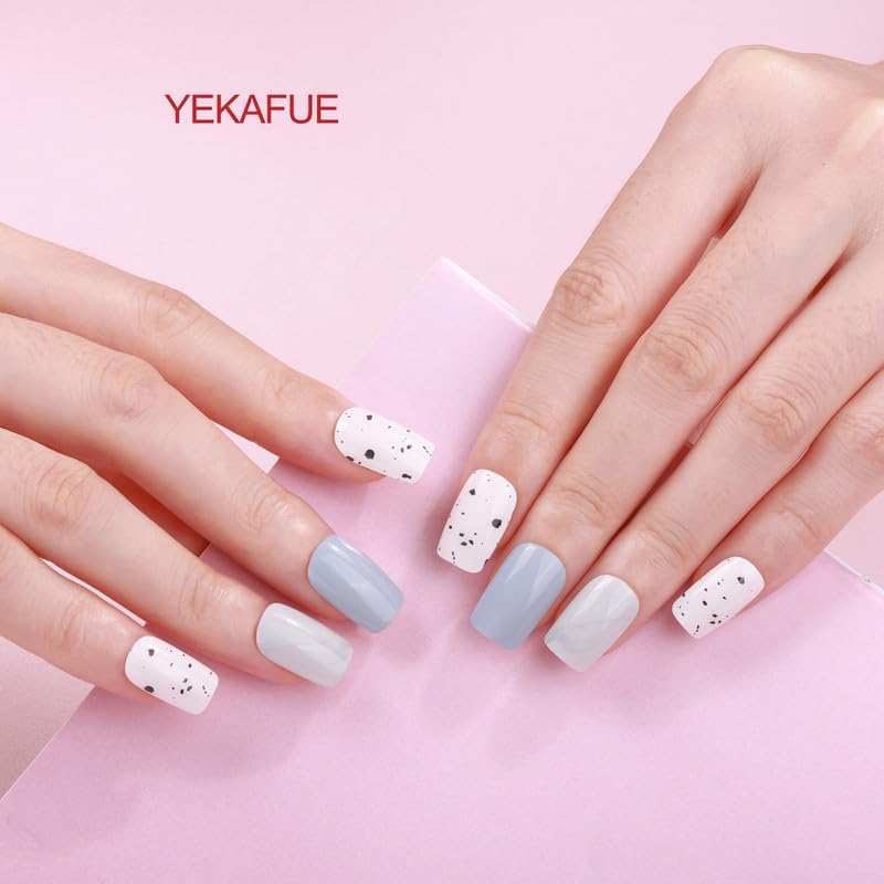 No Lamp Gel Nail Strips 22 Pcs Wraps - Light off-White, Easy Apply Gel Nail Stickers Long Lasting, Salon-Quality, 2 Prep Pads, 1 File, 1 Wooden Stick