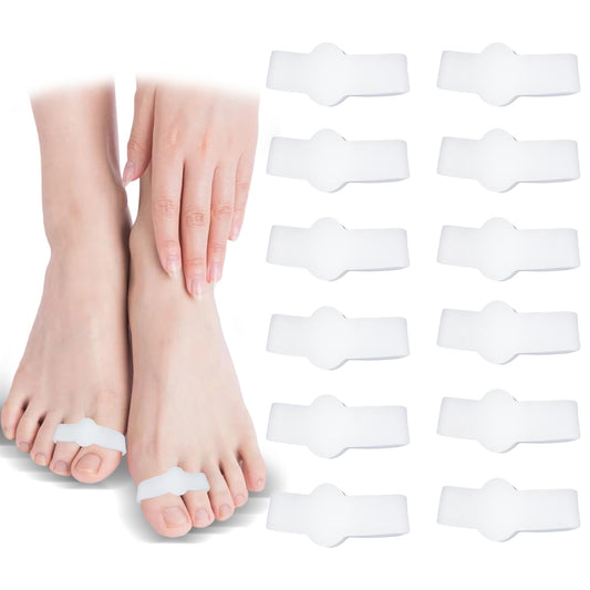 12-Pack Silicone Toe Separators, Bunion Corrector and Toe Spacers for Soothing Pain Relief, Suitable for toe separators for bunions,Upgrade Your Foot Health,and Enhanced Comfort