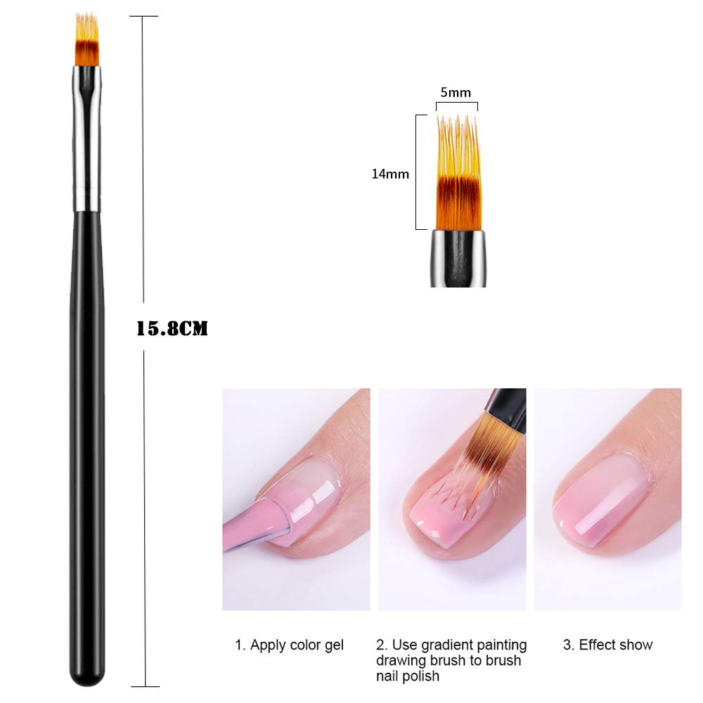 SILPECWEE 3pcs Ombre Nail Brush Set - Nail Art Brushes with 4 Replaceable Sponge Heads - Nylon & Acrylic Handle - Gradient, Sponge & Ombre Nail Design Tools