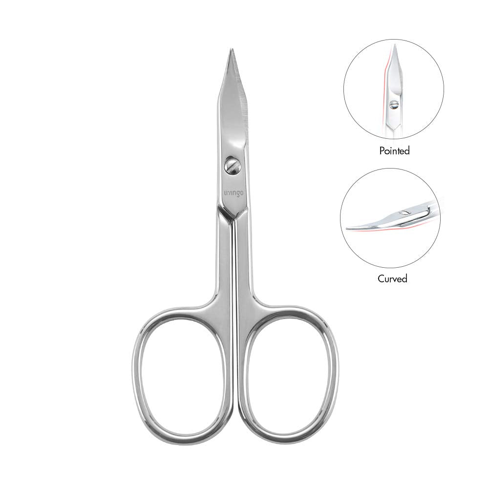 LIVINGO Premium Manicure Nail Scissors Multi-purpose Stainless Steel Cuticle Pedicure Beauty Grooming Kit for Eyebrow, Eyelash, Dry Skin Curved Blade 3.5 inch