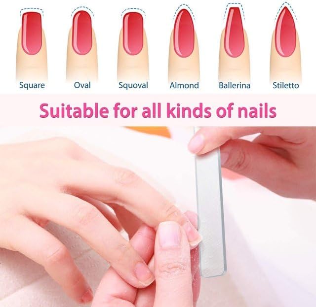 6 Pieces White and Gray Glass Nail Files, Nano Glass Nail Shine Buffer Polisher, Glass Nail File with Case for Natural Nails, Glass Nail Shiner and Tools