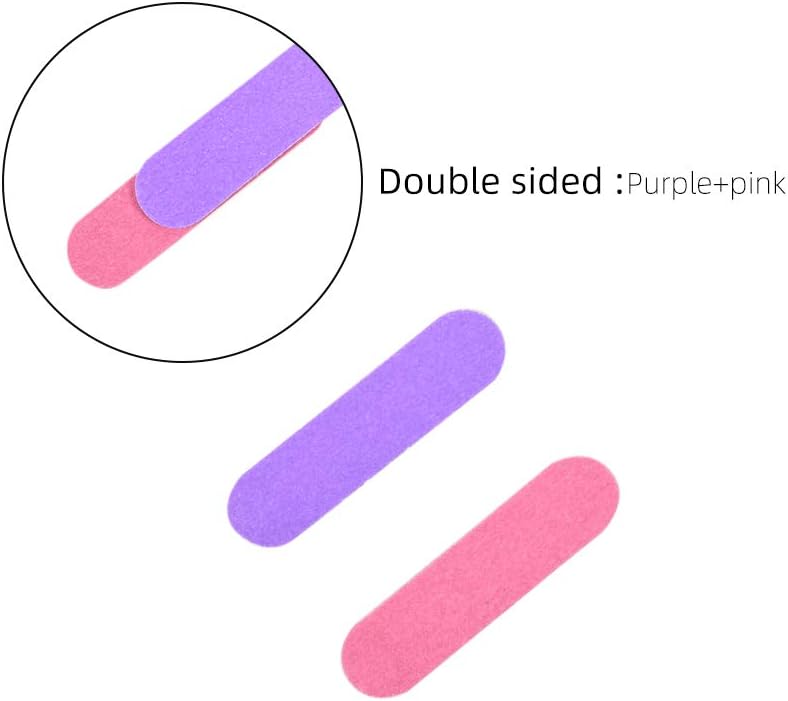 Mini Nail File Bulk 300Pcs (180/240 Grit), Disposable Nail Files Double Sided Emery Boards Home or Professional Manicure Tools(Purple and Pink)