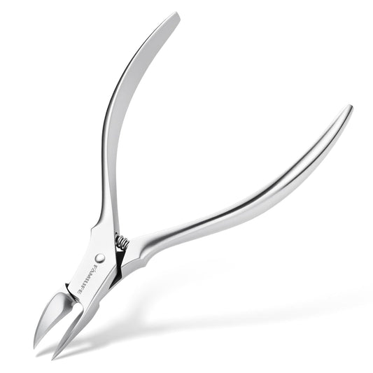 FAMILIFE Cuticle Nippers Scissors – Professional Stainless Steel Cuticle Trimmer for Thick Nails, Ingrown Toenails & Seniors, Sharp Durable Blades with Ergonomic Handle for Salon & Home Use