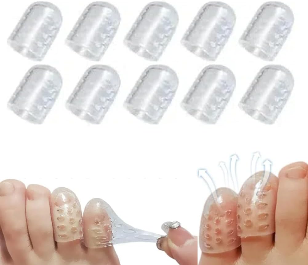 Silicone Anti-Friction Toe Protector, Gel Toe Protectors Breathable Toe Covers, Silicone Little Toe Sleeves Gel Toe Protectors Women with Airflow Orifice Breathable Toe Separators (10pcs)