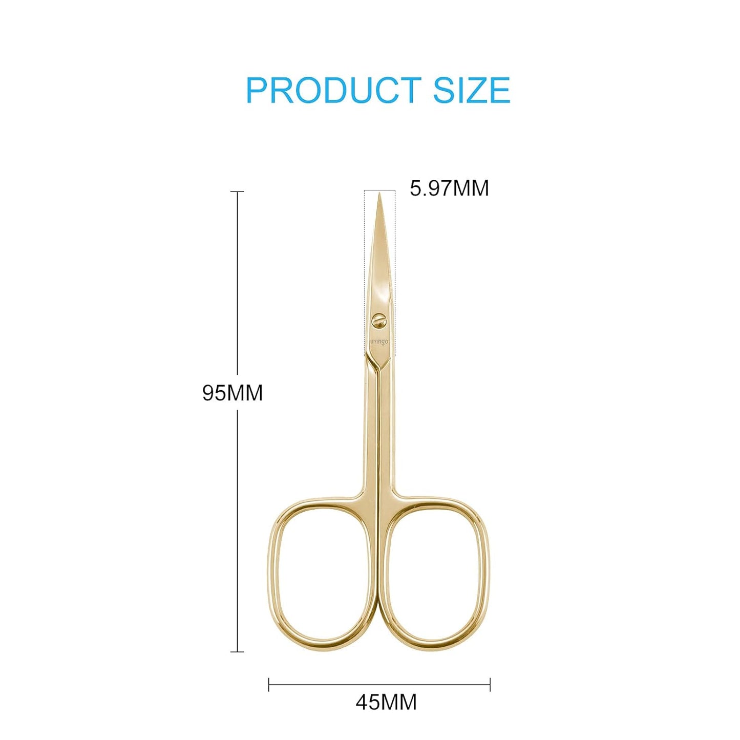 LIVINGO Stainless Steel Cuticle Nail Scissors, Premium Sharp Curved Blade Multi-purpose Sharp Cuticle Eyebrows Manicure Pedicure Beauty Grooming Scissors with Case, 3.5" Gold