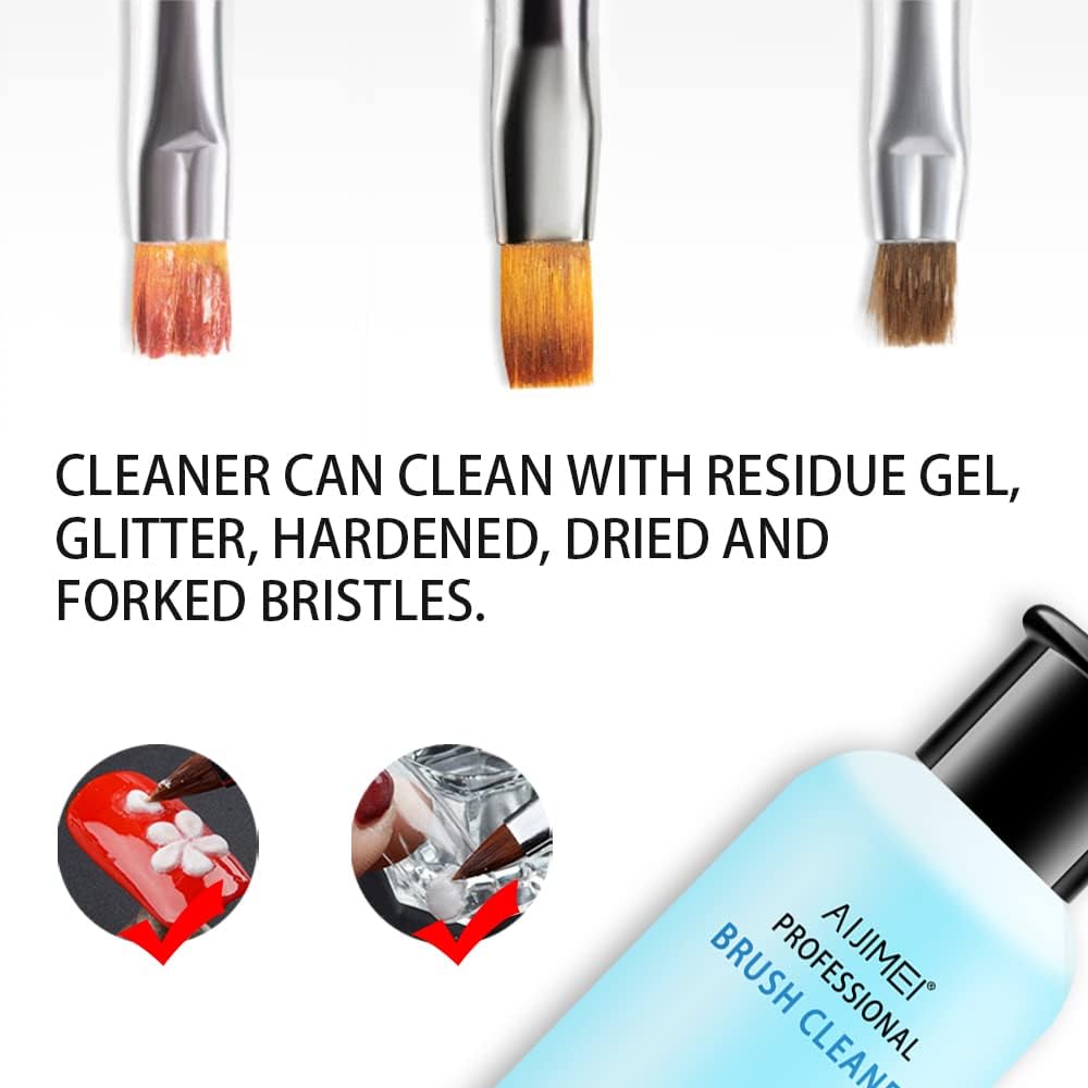 AIJIMEI Nail Brush Cleaner Gel Set Fast Cleaning Nail Brush Cleaner Easy To Use For Salons And Home Use Acrylic Nail Brush Cleaner Nail Art Brushes Cleaner, Paint Nail Brush Cleaner 1.96FL OZ