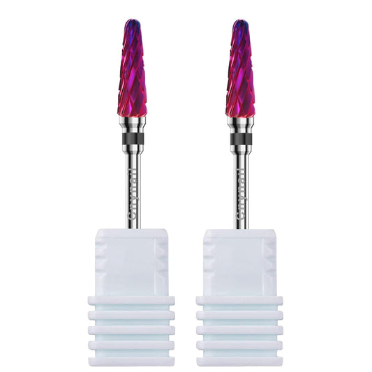 3/32" 2PCS Clean Cone Bits Coarse Grit Carbide Cuticle Cleaner Bit for Electric Nail Drills – Professional Manicure Tool for Nail Salons and Home Use (XC Grit. Purple)