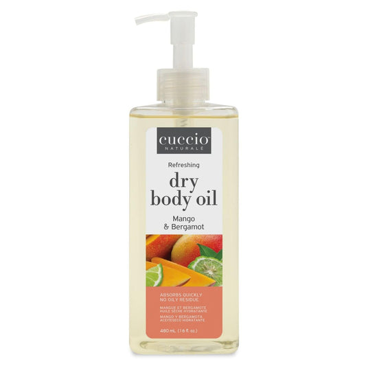 Cuccio Naturale Hydrating Dry Body Oil – Mango & Bergamot, Fast‑Absorbing Non‑Greasy Moisturizer for Bright Soft Skin, 15.5 fl oz