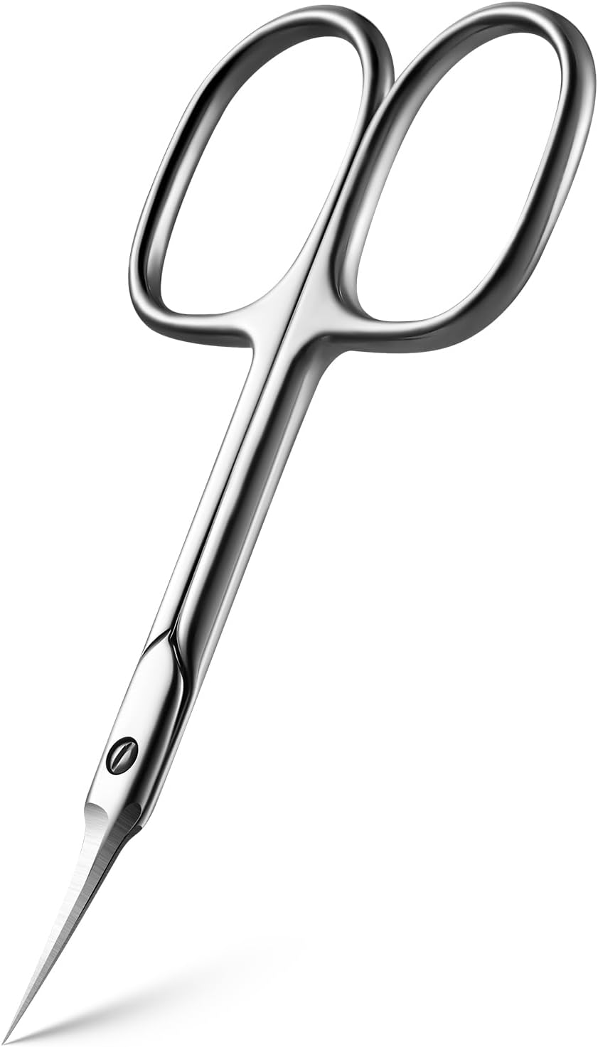 BEZOX Curved Cuticle Scissors - Precision Manicure Scissor Nail Cuticle Trimmer, Professional Stainless Steel Nail Scissors for Cuticle Care, Cuticle Cutter Small Scissors for Women - Silver
