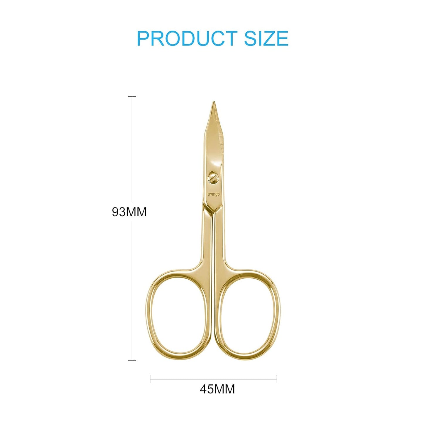 LIVINGO Sharp Curved Nail Cuticle Scissors, Premium Stainless Steel Blade for Manicure Pedicure Fingernail Toenail Beauty Grooming Cutter with Case, 3.5" Gold