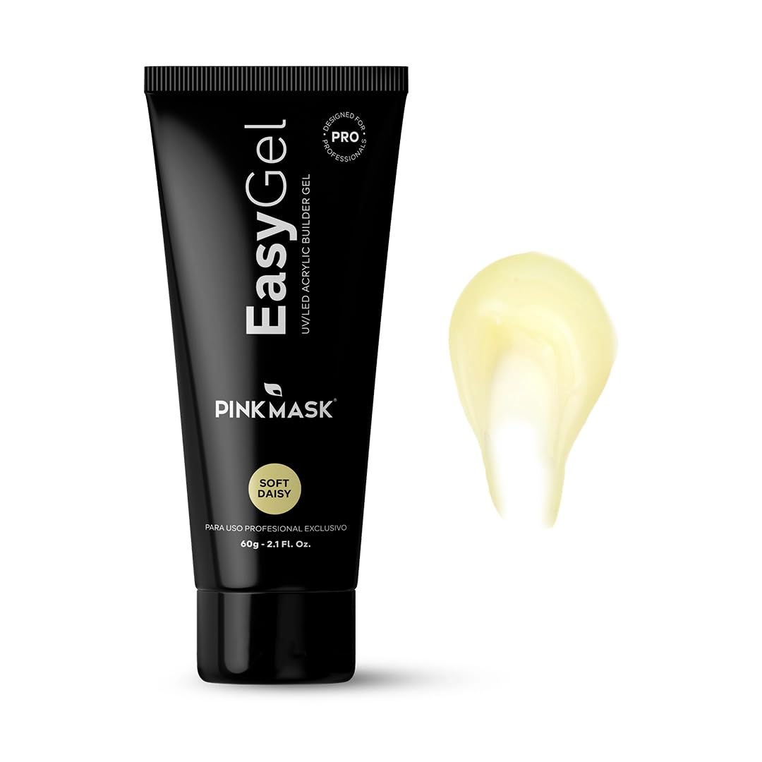 PINKMASK Easy Gel 2oz 60g- Soft Daisy, Professional Builder Enhancement Gel-Quick Nail Extension for Beginner DIY, Nail Strengthener-Long Lasting-Salon Quality-Thickening Solution