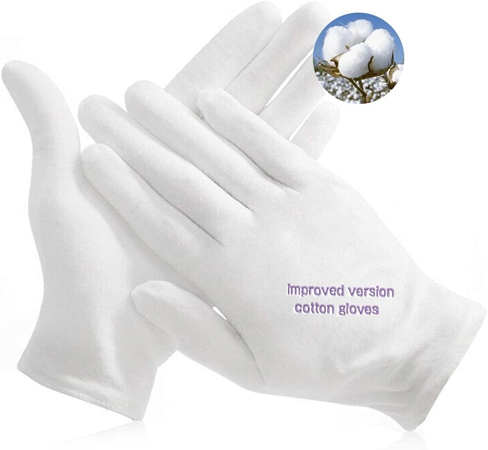 24pcs Unisex Soft White Cotton Gloves for Dry Hands, Work, Coin Jewelry Inspection, Moisturizing Eczema Cotton Gloves, Small Size for Child