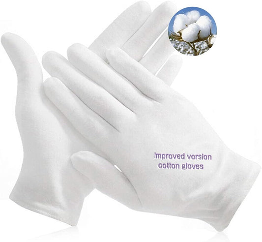 24pcs Unisex Soft White Cotton Gloves for Dry Hands, Work, Coin Jewelry Inspection, Moisturizing Eczema Cotton Gloves, Small Size for Child