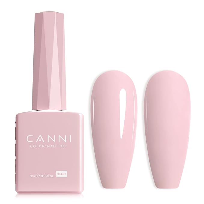 CANNI Light Pink Gel Nail Polish, 1Pcs Baby Pink Gel Polish Soft Pale Pink Color High Gloss Soak Off U V Nail Manicure Salon DIY
