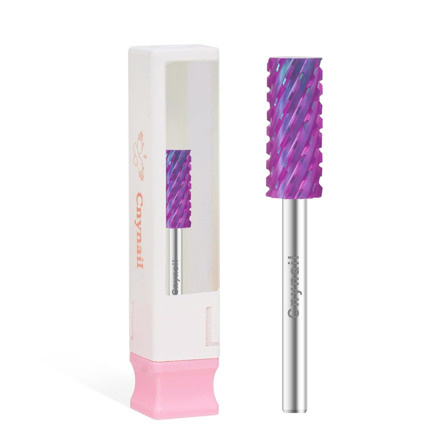3/32" Small 5.35MM Barrel Bit Tungsten Carbide Nail Drill Bit Safety Bit for Gel & Acrylic Removal, 2- Way Rotating Efile Tip, Salon Electric File Accessory (3XC Girt, Purple)