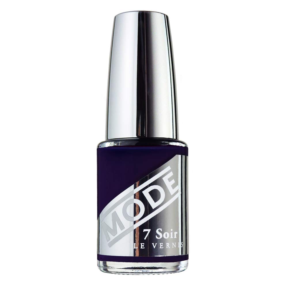 MODE Dark Blue Violet Nail Polish Long Lasting Fade Free Nail Lacquer Color, Nourishing Chip Resistant Strengthening Protection, Vegan, Pro Wide Brush, Made in NY, 7 Soir Le Vernis, Stroke of Midnight
