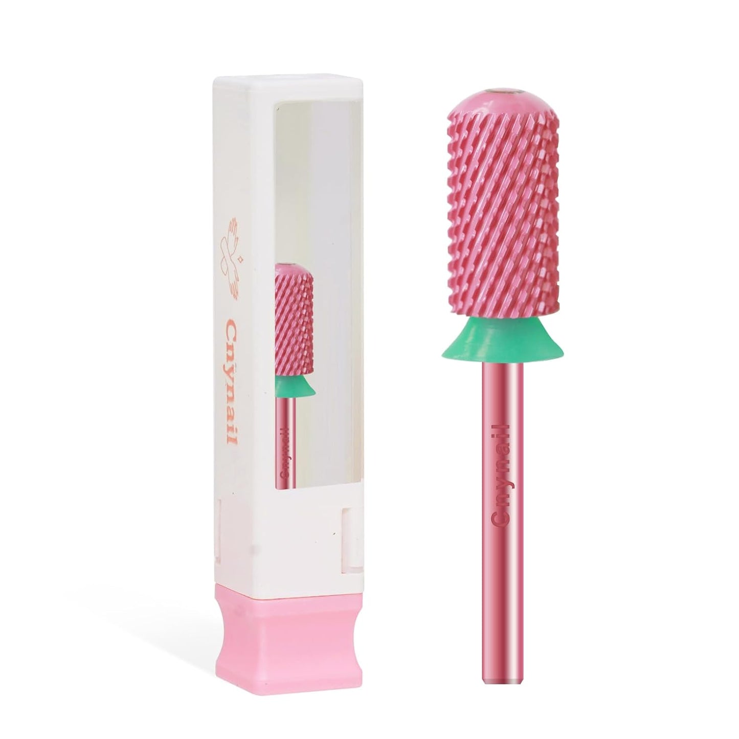 3/32" Large Barrel Smooth Round Top Tungsten Carbide Nail Drill Bit Safety for Gel & Acrylic Removal 2-Way Rotating Efile Tip Professional Salon Electric File Accessory (C Grit, Rose Red)