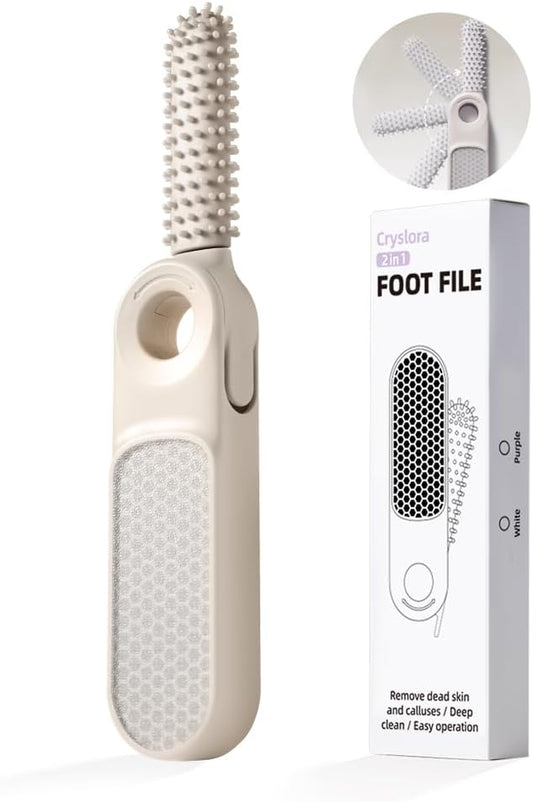 2 in 1 Foot File Callus Remover, Foot Scrubber, Multi Purpose 2 in 1 Feet Pedicure Tool with Toe Cleaning Brush, for Home Foot Care