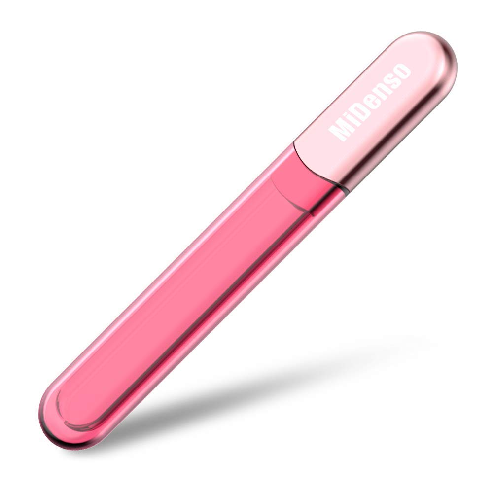 Premium Particular Glass Nail File with Case, Both Sided Filer, Crystal Beauty Nail File Salon Nail Shine Top, Rose Gold