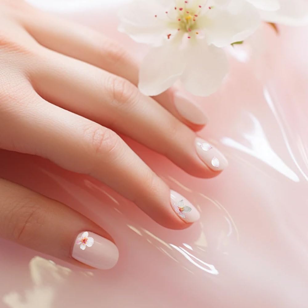 2 Sheets Flower Nail Stickers for Nail Art, 5D Embossed Self Adhesive Spring Summer Sakura Design Nail Supplies Decoration for Women Girl DIY Manicure Accessories
