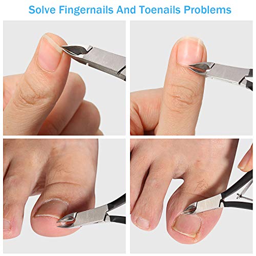 8 Pieces Cuticle Trimmer Stainless Steel Cuticle Nippers Pointed Blade Dead Skin Cutter Clipper Remover Scissors Manicure Tools for Fingernails and Toenails(Black)