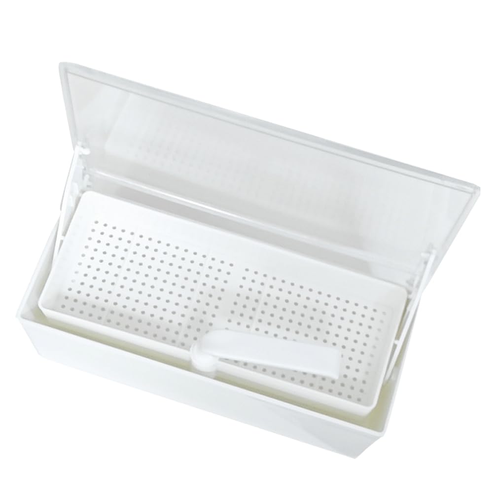 Medical Instrument Sterilizer Box Plastic Tools Cold Sterilization Tray Storage Organizer for Dental, Medical Tool, Tatoo, Nail. (White)