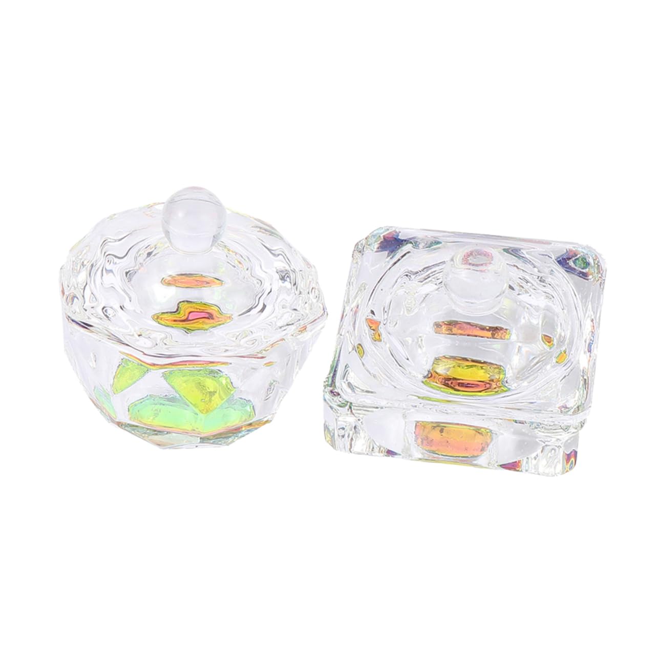 2pcs Nail Art Liquid Cup Crystal Nail Bowls Lid Manicure Soaking Bowl for Home Use