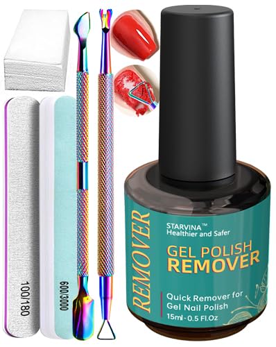 Gel Nail Polish Remover, No Need Soaking or Wrapping Gel Remover for Nails, Easily and Quickly Removes Gel in 2-5 Minutes, with Cuticle Pusher & Scraper for Home DIY Use