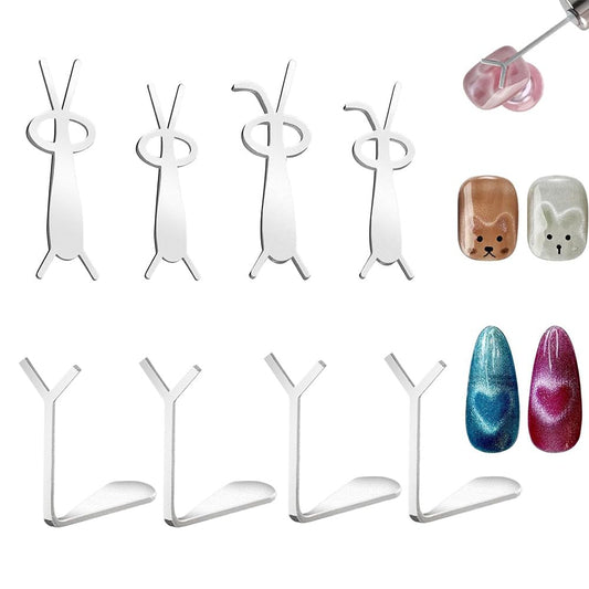 Heart Magnet for Cat Eye Gel Polish, Magnetic Nail Art Tool for Stunning Cat Eye Effect, DIY Manicure Kit with Y-Shaped Guide Sticks, Nail Magnet for Home and Salon Use (8pcs)