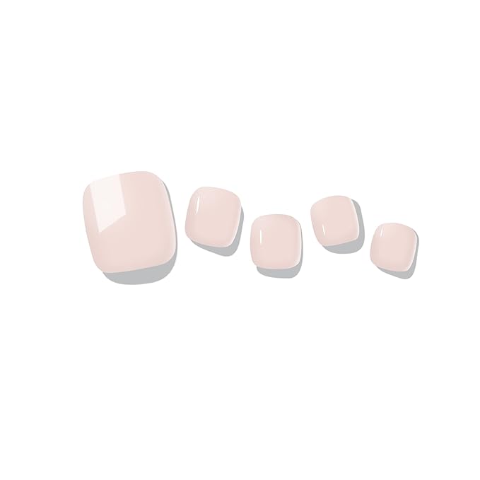 Semi Cured Gel Nail Strips - 32 pcs Gel Pedicure Stickers, Easy to Apply & Remove Toenail Stickers, Salon Quality at Home & Long Lasting - UV Nail Lamp Required - Pink P