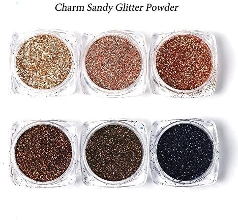 6 Boxes Holographic Sugar Glitter Nail Art Sequins Kits 3D Metallic Shining Flakes Acrylic Powder Dust for Women Nails Design Manicure Decorations