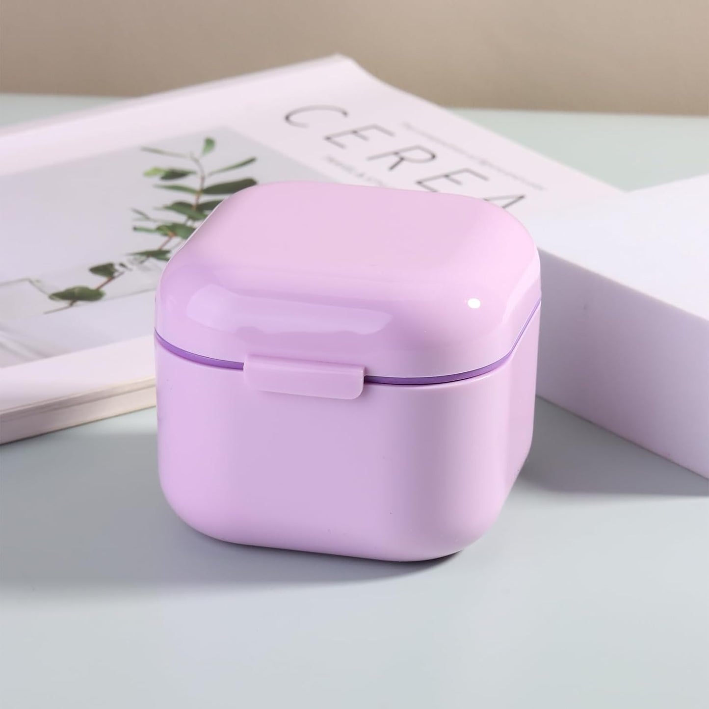 1Pc Plastic Nail Tool Sterilizer Box Nail Drill Bits Cleaning Box Polishing Tools Soaking Tray Manicure Pedicure Storage Container Case - Purple (Purple, 3.15“x3.15“x2.75“)