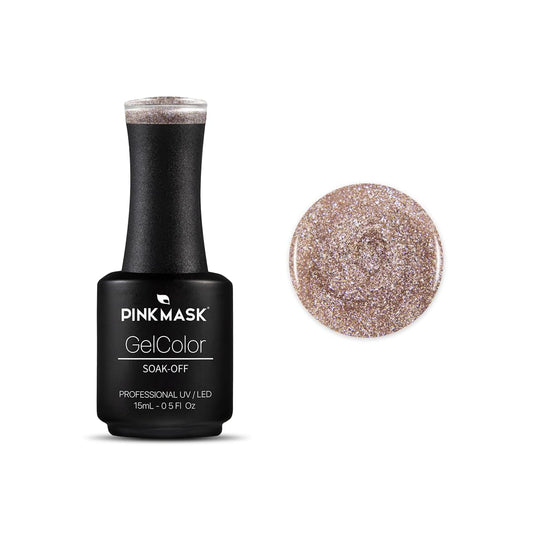 PINK MASK Gel Color Nail Polish Golden Jubilee - Col. Diamonds 15ml / o.5 oz - UV/LED Gel Polish, Non Wipe, Long Lasting, Soak Off Formula