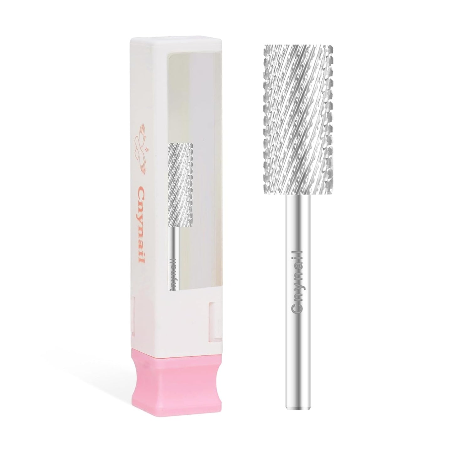 3/32" Large Barrel Bit Tungsten Carbide Nail Drill Bit Safety Bit for Gel & Acrylic Removal, 2- Way Rotating Efile Tip, Salon Electric File Accessory (C Girt, Silver)