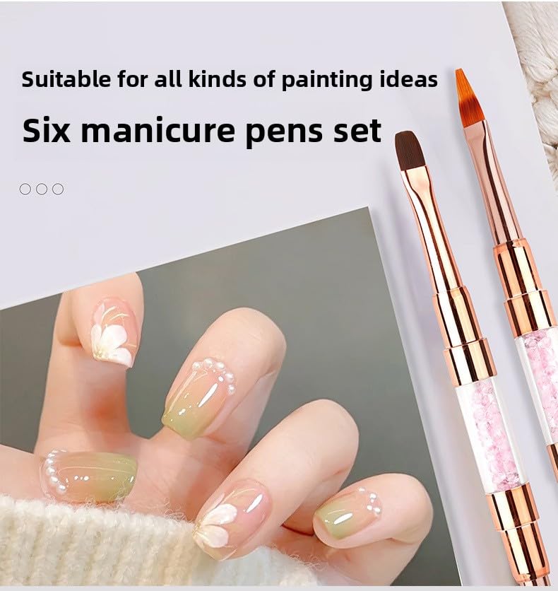 6pcs Double-Ended Nail Art Brushes Set - Professional Nail Design Tools for Acrylic & Gel Nails Gel Polish Art Nail Nail Dotting Brush Pen nail liner brush nail stamping kit