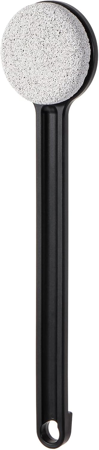 Pumice Stone for Feet with Long Handle 14", Hard Skin Callus Remover, Scrubber and Exfoliator for Dead Dry Skin, Softer & Smoother Feet, Pedicure Tool (Straight) Black