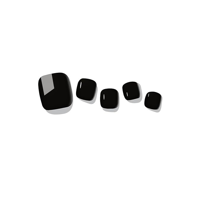 Semi Cured Gel Nail Strips - 32 pcs Gel Pedicure Stickers, Easy to Apply & Remove Toenail Stickers, Salon Quality at Home & Long Lasting - UV Nail Lamp Required - Black P