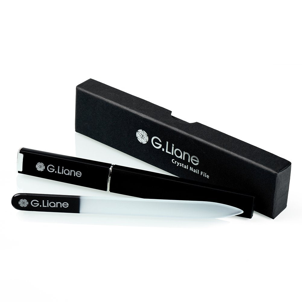 Crystal Nail File-Double Sided Etched Glass Nail Files, Alternative to Metal Nail File & Emery Boards (Black)
