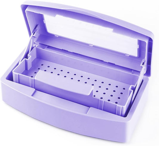 Nail Tool Sterilizers Plastic Nail Art Tray,Clean Box Storage Organizer for Nail,Tweezers, Cutter Manicure Equipment-Nail Art Tool (Purple)