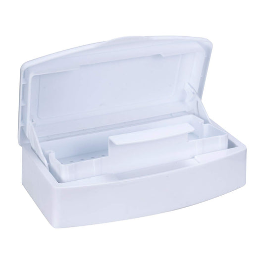 Plastic Sterilizing Tray,Tool sterilization box,Nail Tools Plastic Sterilizing Box Beauty Tool Sterilizing Tray Disin-fection Box,Tweezers,Hair Salon,Spa & Cutter Manicure Equipment-(White)