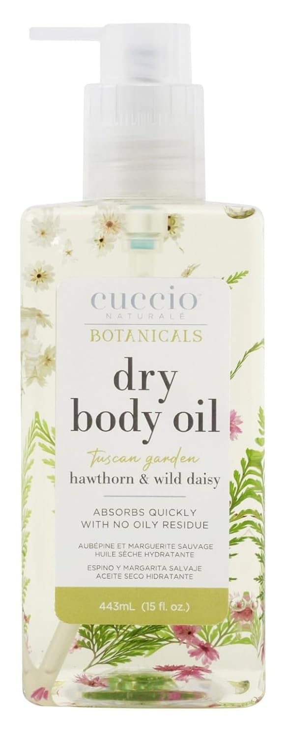 Cuccio Naturale Hydrating Dry Body Oil – Hawthorn & Wild Daisy, Fast‑Absorbing Non‑Greasy Moisturizer for Soft Radiant Skin, 15 fl oz
