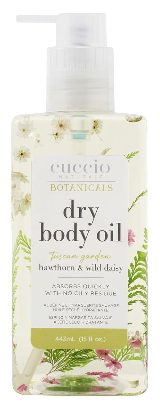 Cuccio Naturale Hydrating Dry Body Oil – Hawthorn & Wild Daisy, Fast‑Absorbing Non‑Greasy Moisturizer for Soft Radiant Skin, 15 fl oz